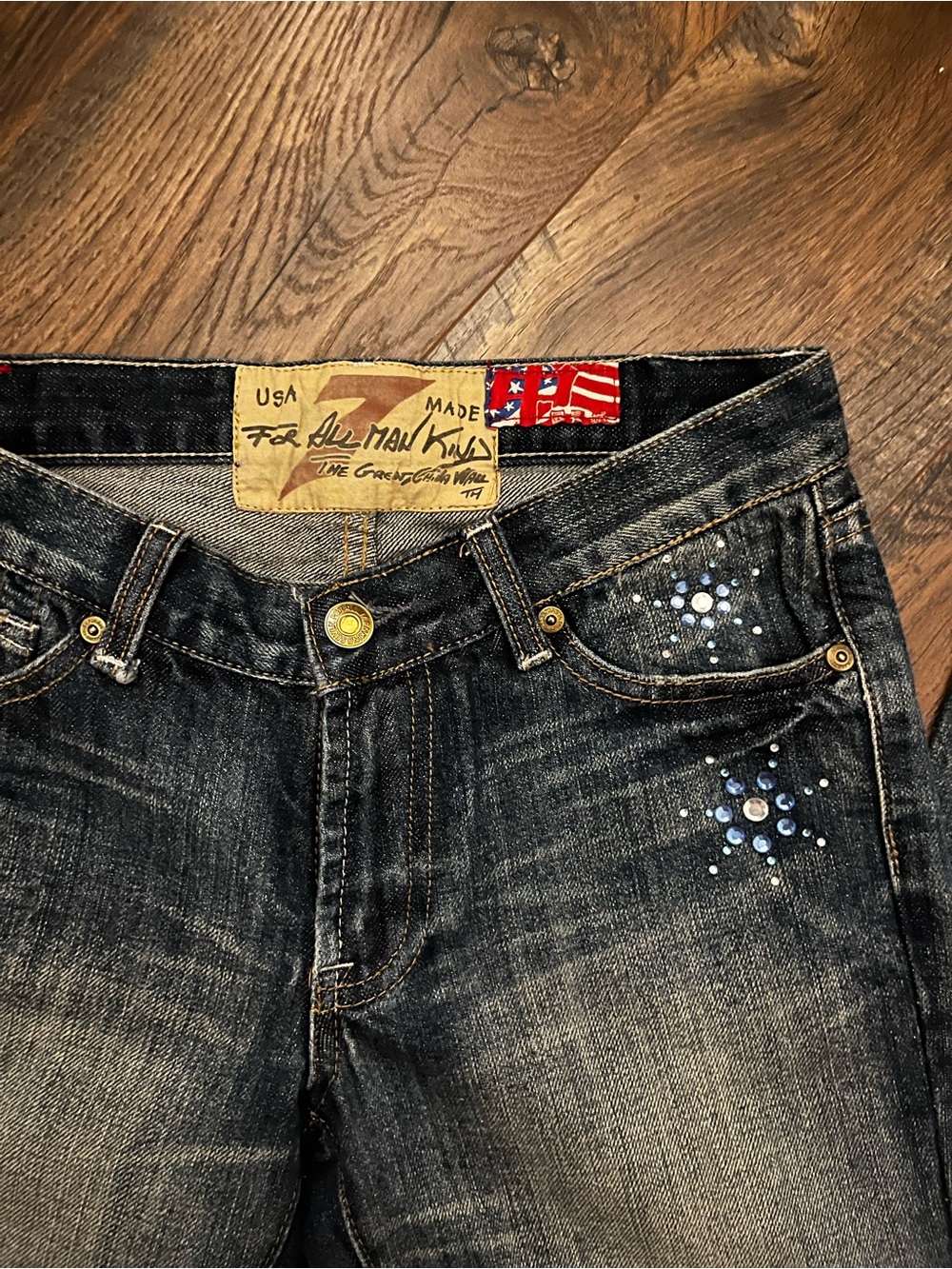 Y2K rhinestone low rise jeans